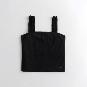 Black Ruffle tank top cropped